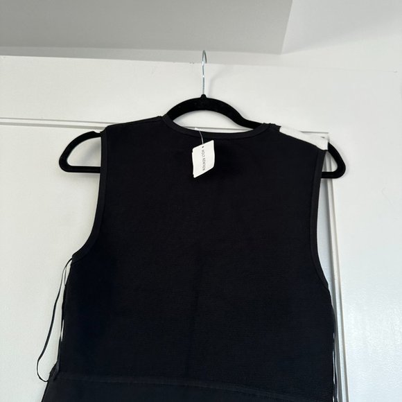 A.L.C. SLeeveless Bodycon Midi Dress Black w/ White Contrast On Shoulder Sz M - Picture 10 of 10
